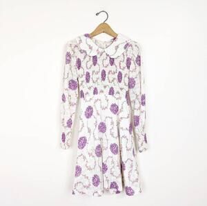 Vintage Dress Teen Women's Size 7 XS Purple Floral Smocked